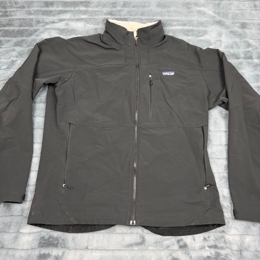Patagonia Adze Jacket Mens XL Black Softshell Full Zip Wind Resistant Coat 13626